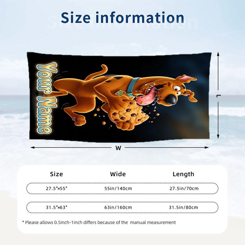 Beach Towel Custom Name Text, Quick Dry Large Towel For Beach HomeScooby-Doo