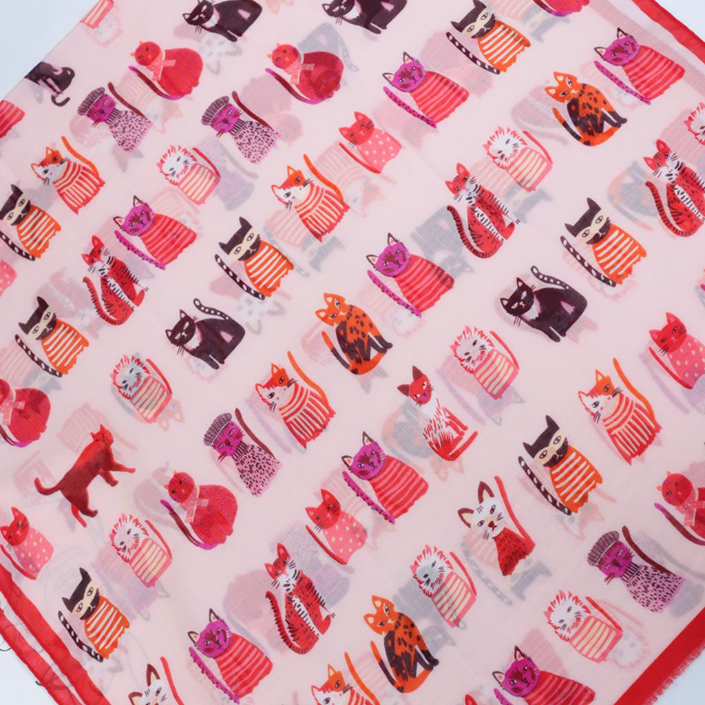 Kitten Paradise 60 Stück Niedliche Seidensatin Baumwolle Schals, Bedruckte Lange Schals für Frühling und Herbst Sonnenschutz