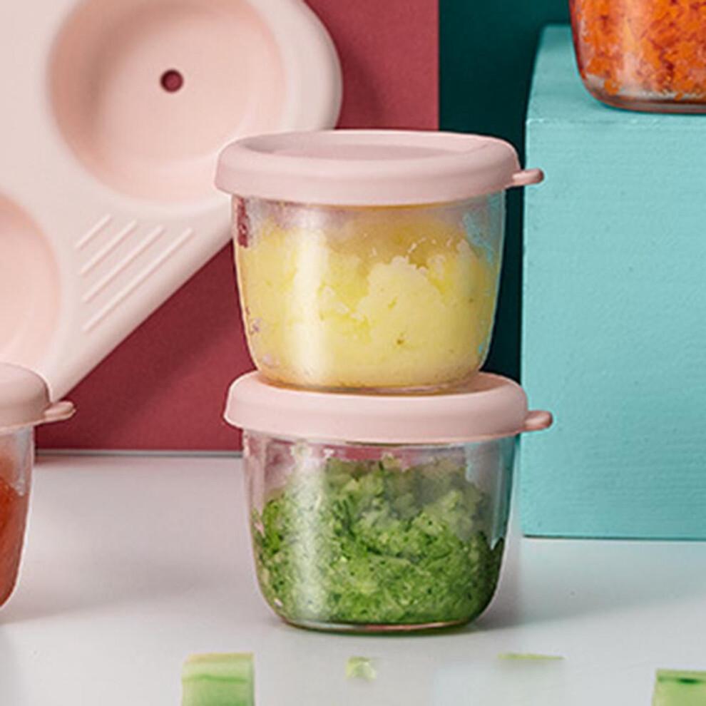 4Pcs 75ml Baby Infant Glass Breast Milk Freezer Microwave Complementary Food Storage Containers Fruit Snack Box Kids