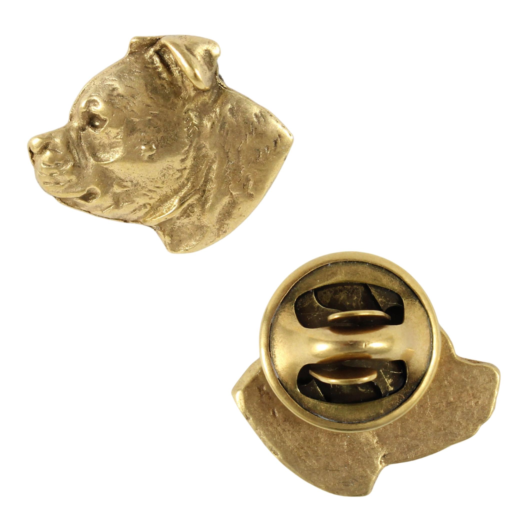 

Staffordshire Bull Terrier, Staffy - Dog brooch in decorative box, elegant gold-plated pin, Art-Dog brand jacket pin