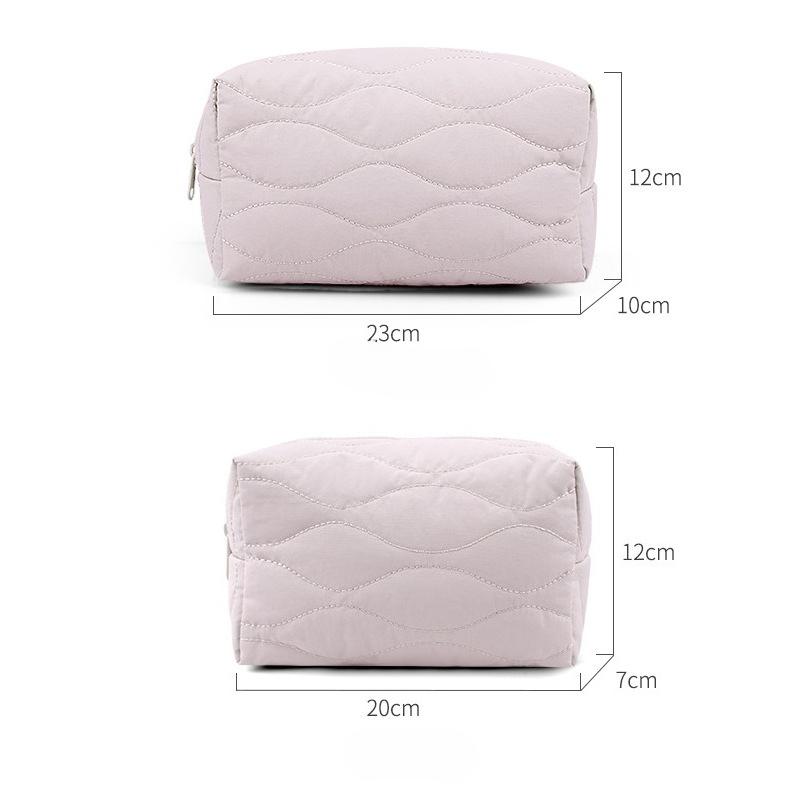 Bolsa de Cosméticos de Nailon Acolchada Suave de Plumón Bolsa de Lavado para Almacenamiento