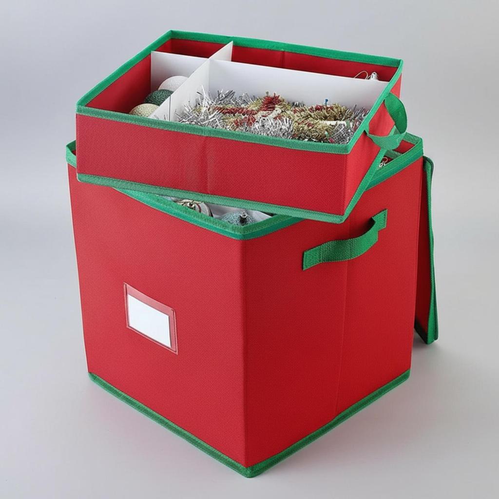 Organizer Portable Christmas Decoration Storage Box with Dividers Lightweight