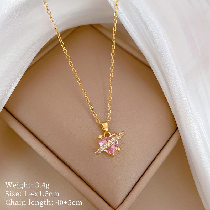 Mickey Head Heavy Industry Necklace Women'S Copper Micro-Inlaid Real Gold Electroplating Delicate Clavicle Chain Neck Chain