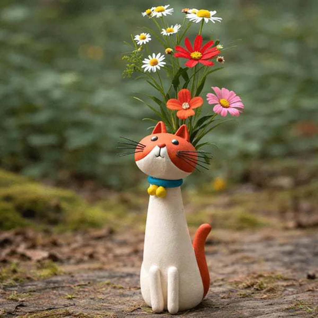 Creative Vase Desktop Ornaments Unique Whimsical Cats Vases Gift for Cat Lovers for Foyer Living Room Fireplace Bedroom Kitchen