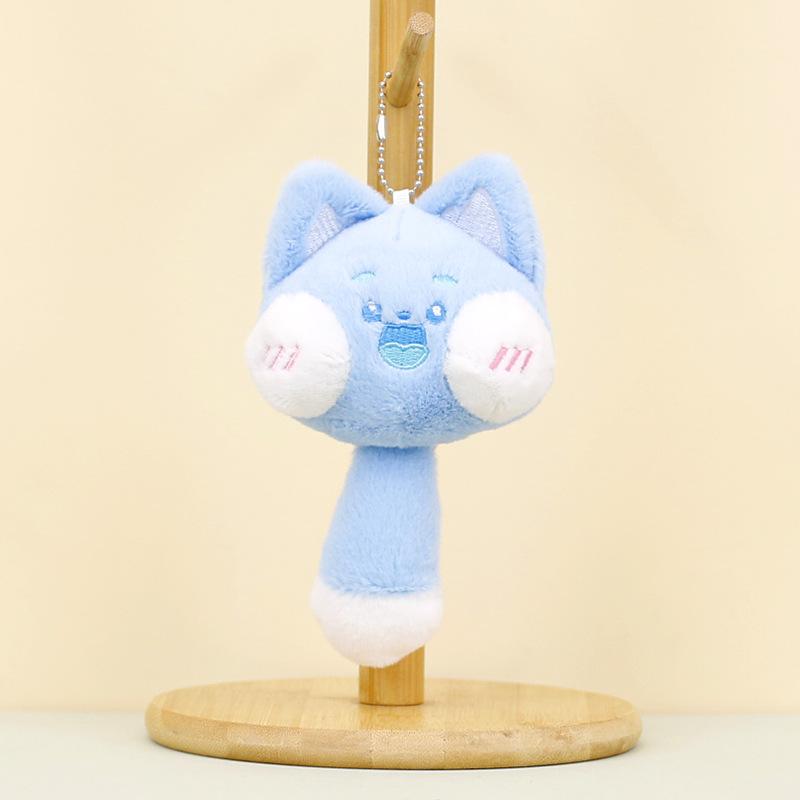 

And Snuggly Soft Long Tail Plush Cat Keychain Cute Feline Ornament Bag Blue Cat