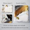 3-Piece Luxurious Marble Feather Print Duvet Cover Set - Soft, Breathable, and Comfortable Bedding for All Seasons