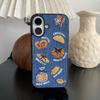 Retro Denim Embrpoidery Bread Toast Warm Fabric Phone Case For iPhone 17 Air 16 15 14 13 Pro Max Lovely Back Cover