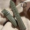 Used Cro-2141 Crocodile Watch Strap Olive (lug Width 21 Mm - Buckle Width 18 Mm)