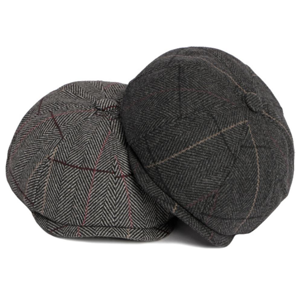 HT4964 Beret Cap Retro Artist Painter Plaid Beret Hat Male Female Ivy Flat Cap Autumn Winter Hat Adjustable Berets for Men Women