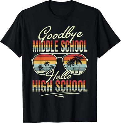 Vintage Goodbye Middle School Hello High School Summer Gift Unisex T-Shirt