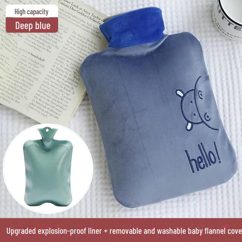 Plush Rabbit Fur Water-Filled Hand Warmer Bag - Thickened PVC Cartoon Design