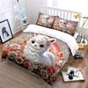 Cute White Sheep With Floral Decor Duvet Cover Set With 3D Printing Design Soft Polyester Bedding Set All-Season Comfort