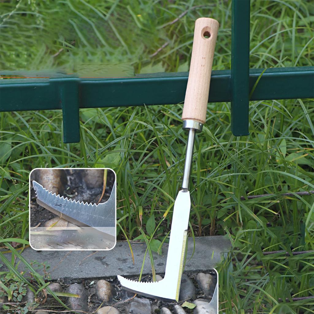 Garden Crack Weeder Crevice Weeding Tool Handle Stainless Steel Manual Lawn Mower L Shape Weeding Sickle For Farm Lawn Patio