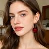 Alloy Cherry Drop Dangle Earrings Women Sweet Fruit Design Korean Fashion Daily Party Wedding Trendy Jewelry