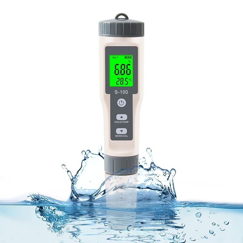 pH Meter for Water 7 in 1 PH/TDS/EC/Salt/S.G/ORP/Temp Meter,pH Tester Digital Backlit Waterproof LCD,TDS Meter EC Meter PPM Meter Suitable for Pools,