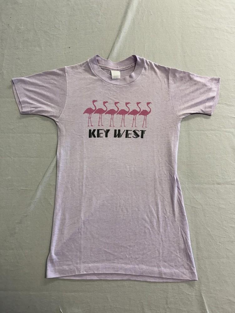 Винтажная футболка Key West Florida 80-х Фламинго Фиолетовая Футболка XS Унисекс S