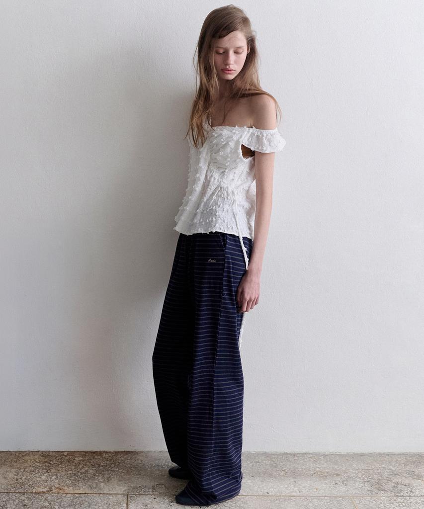 ANDNEEDS Hasta Stripe Banding Pants (Navy)