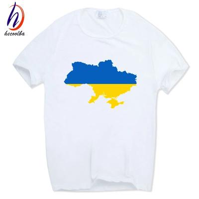 Men Print Ukraine Flag Fashion T-shirt O Neck Short Sleeves Ukraine Patriotism National Emblem T