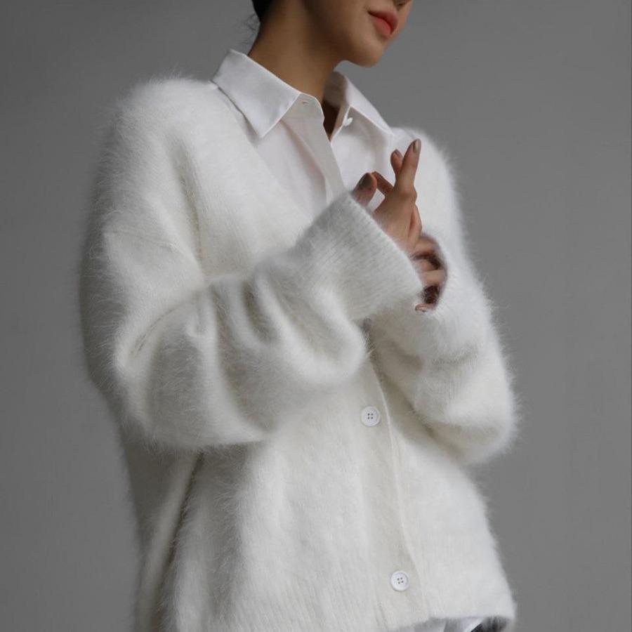 2025 Trending Women's Imitation Mink Cardigan - Loose, Soft, Long-Sleeved Knitted Sweater for Spring & Autumn