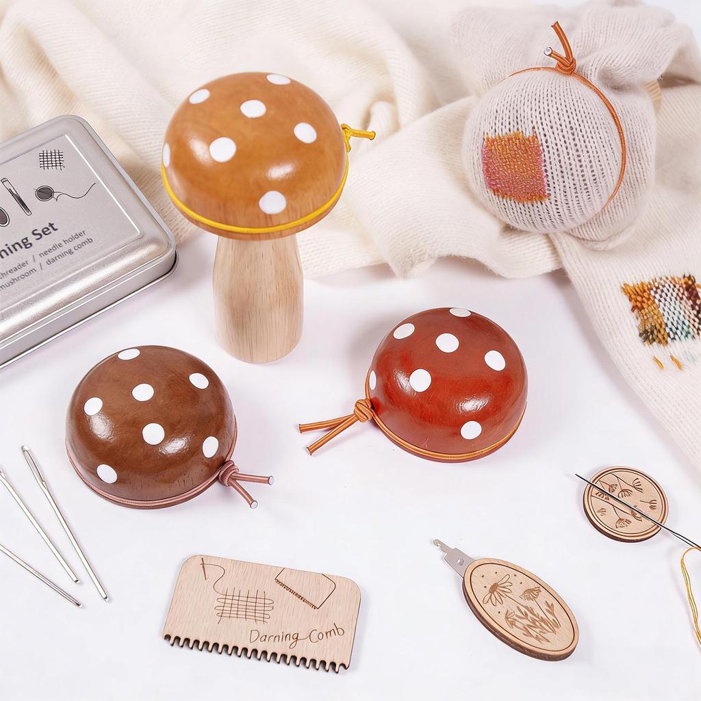 Wood Mushroom Craft Tool Suitable for Darning Embroidery Quilting and Various Textile Art Projects Home or Workshop
