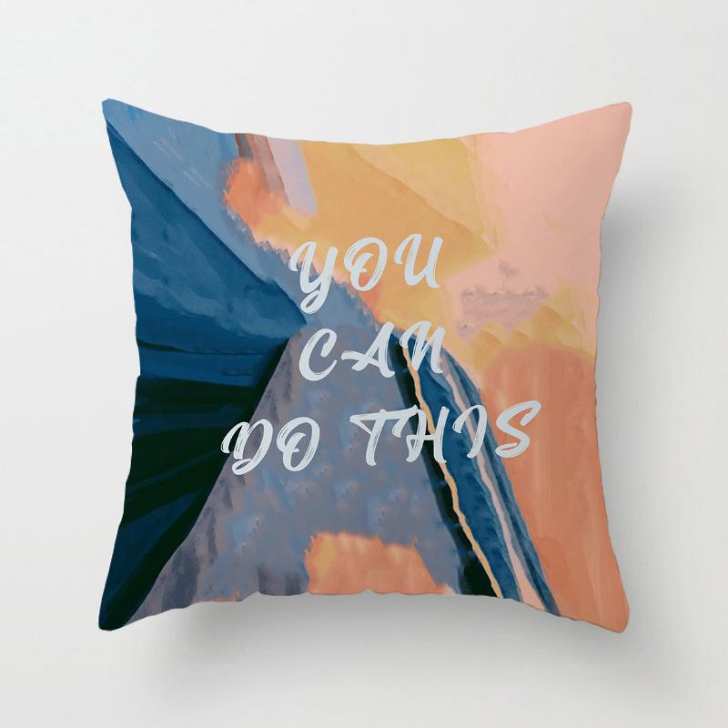 Blue Nordic Style Pillow Cover Geometric Stripe Double-Sided Sofa Window Guest Home Pillow Case Square Shape Pp Cotton