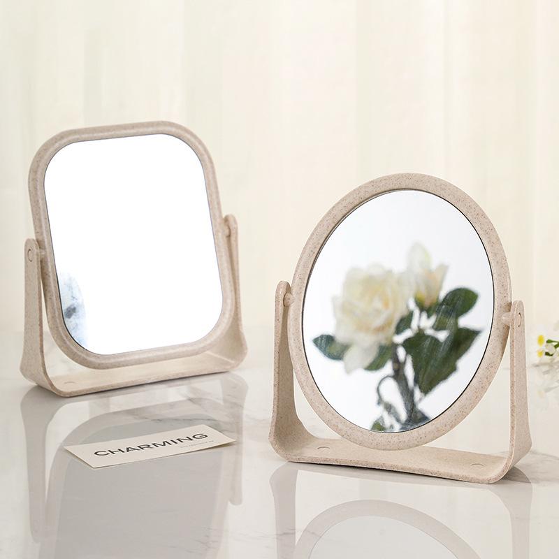 Rotatable Square Double-Sided Desktop Makeup Mirror for Dormitory