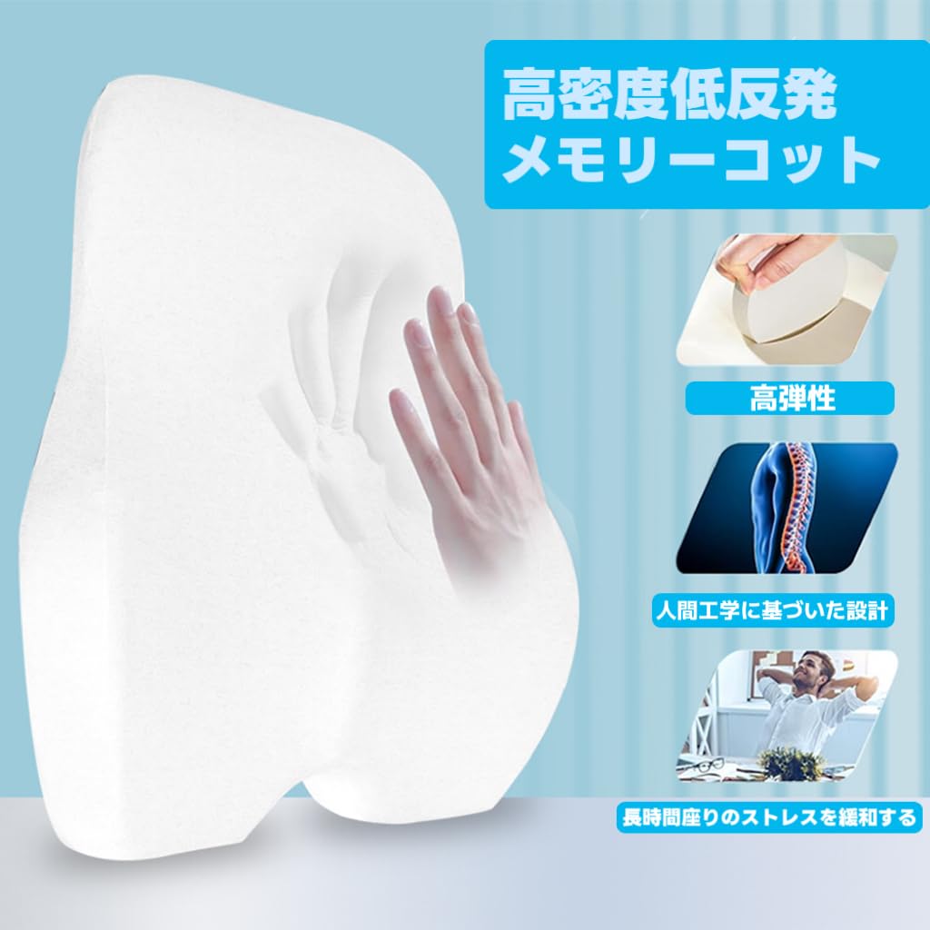 Vtesey Memory Foam Lumbar Support Cushion for Ergonomic Lumbar Clear Backrest with Adjustable Mounting and Washable Cover Car/Office Chairs, Support,