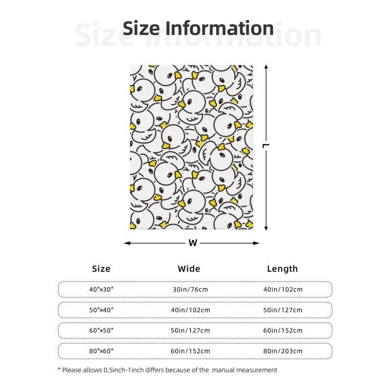 Custom Ultra-Soft Fleece Yellow Colorful Rubber Duck Pattern Throw Blanket Warm Flannel Blankets for Bed Home Couch Quilt