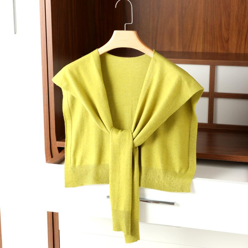Ladies' Knit Sleeveless Solid Color Shawl Tie Front Design Versatile Air Conditioned Room Neck Protector Perfect with Shirt/Vest