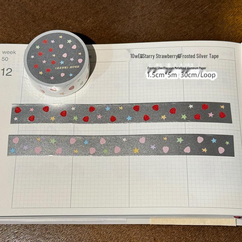 Cai Cai Xuan Xuan Strawberry Cream Star Frosted Silver Matte Washi Journal Tape