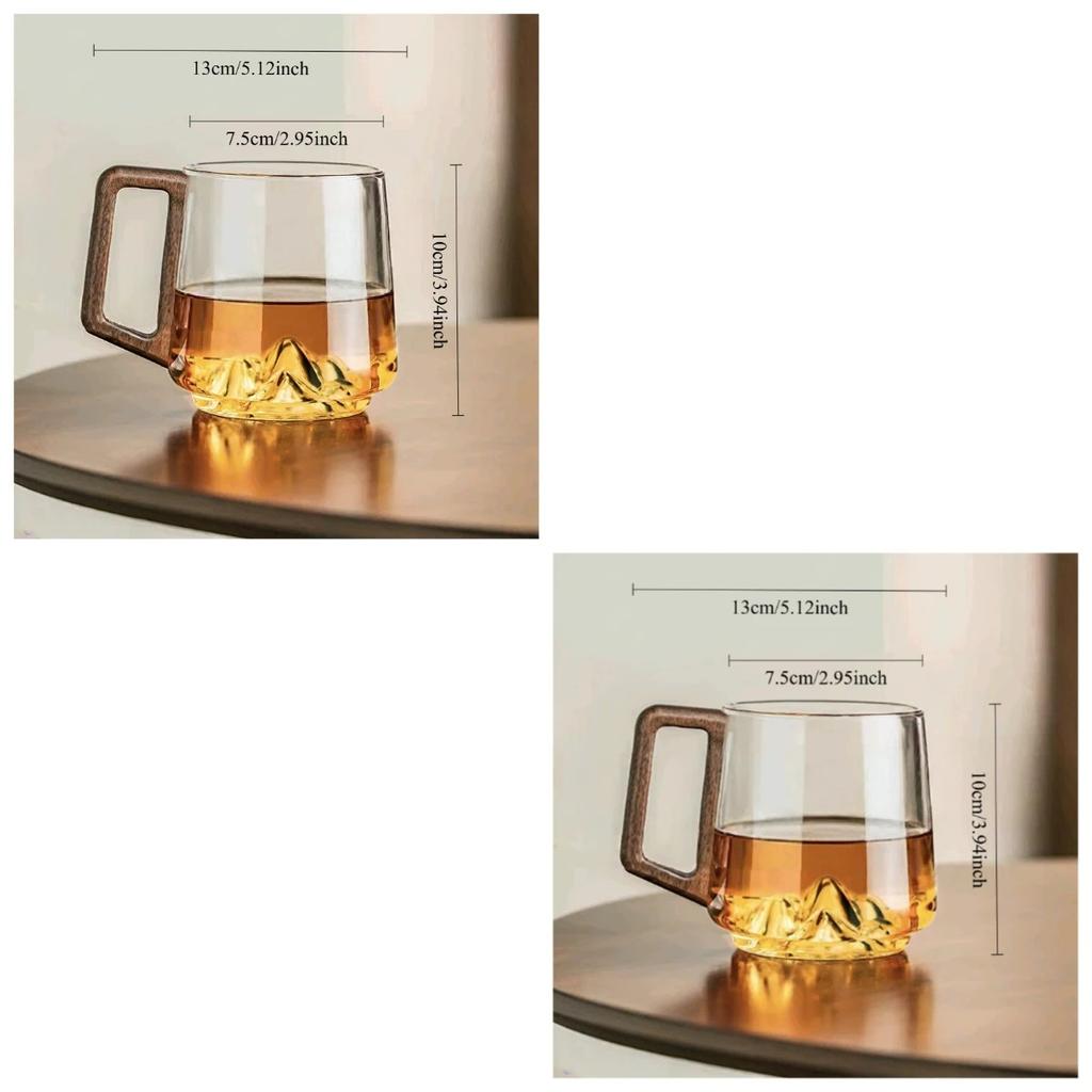 High Temperature Resistant Office Household Wood Handle Guanshan Green Tea Glass Cup Borosilicate Glass Cup