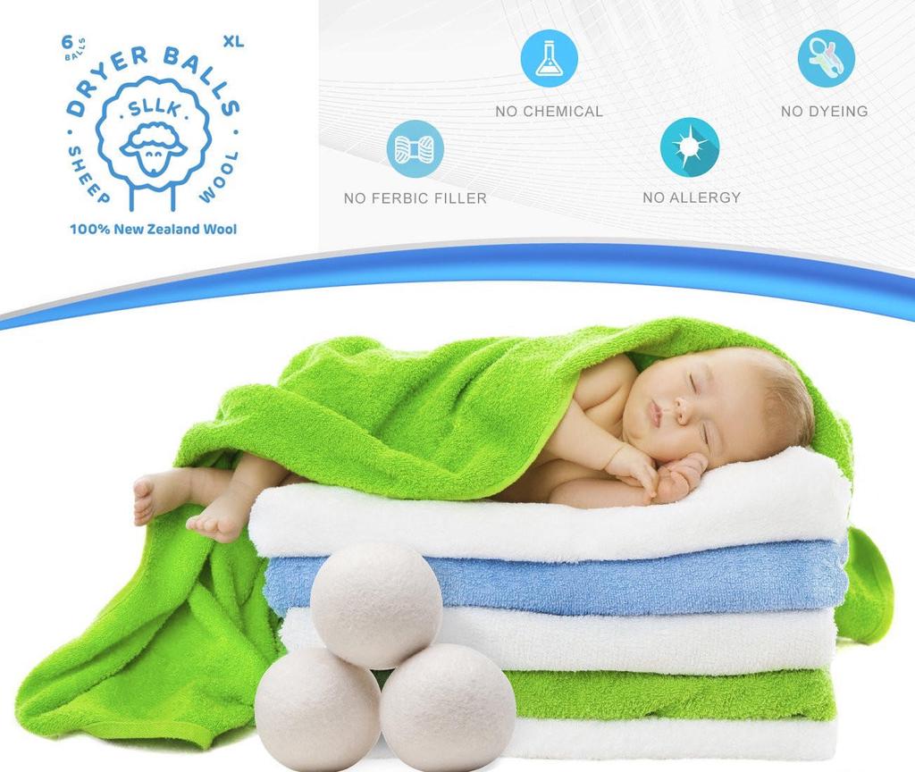 Zestaw 6 kulek do suszarki Premium z wełny owczej Naturalny płyn zmiękczający do tkanin wielokrotnego użytku 6CM