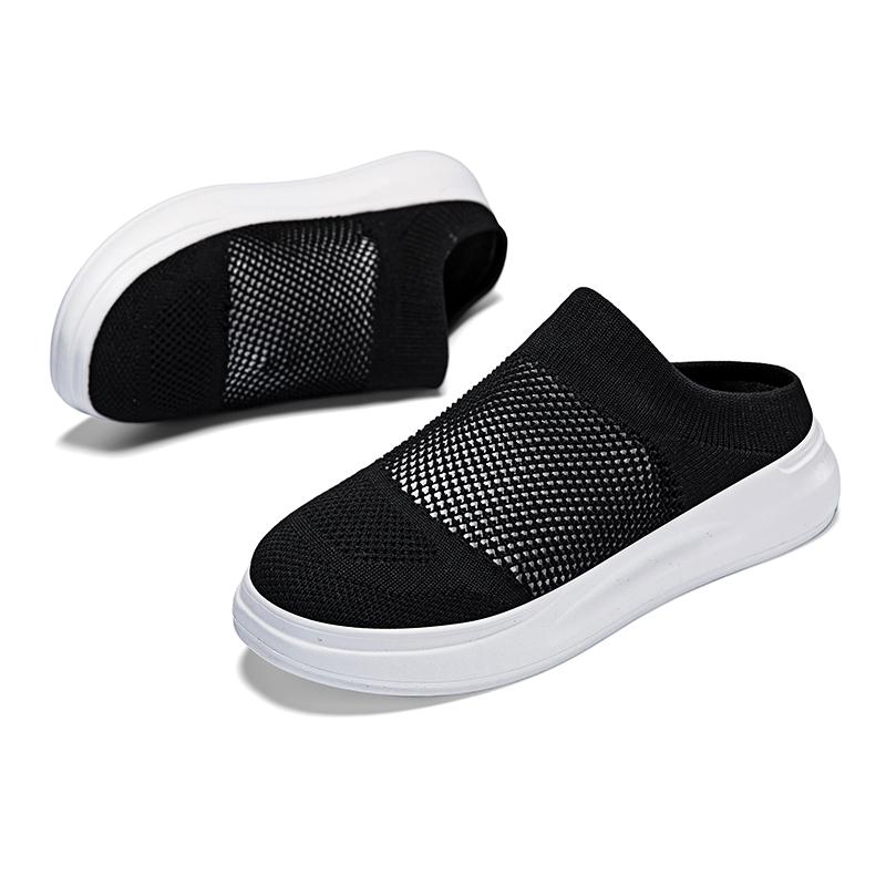 Breathable Mesh Couple Casual Shoes Knitted Lightweight Slippers Slip-on Daily Loafers for Walking Traveling Size 36-45