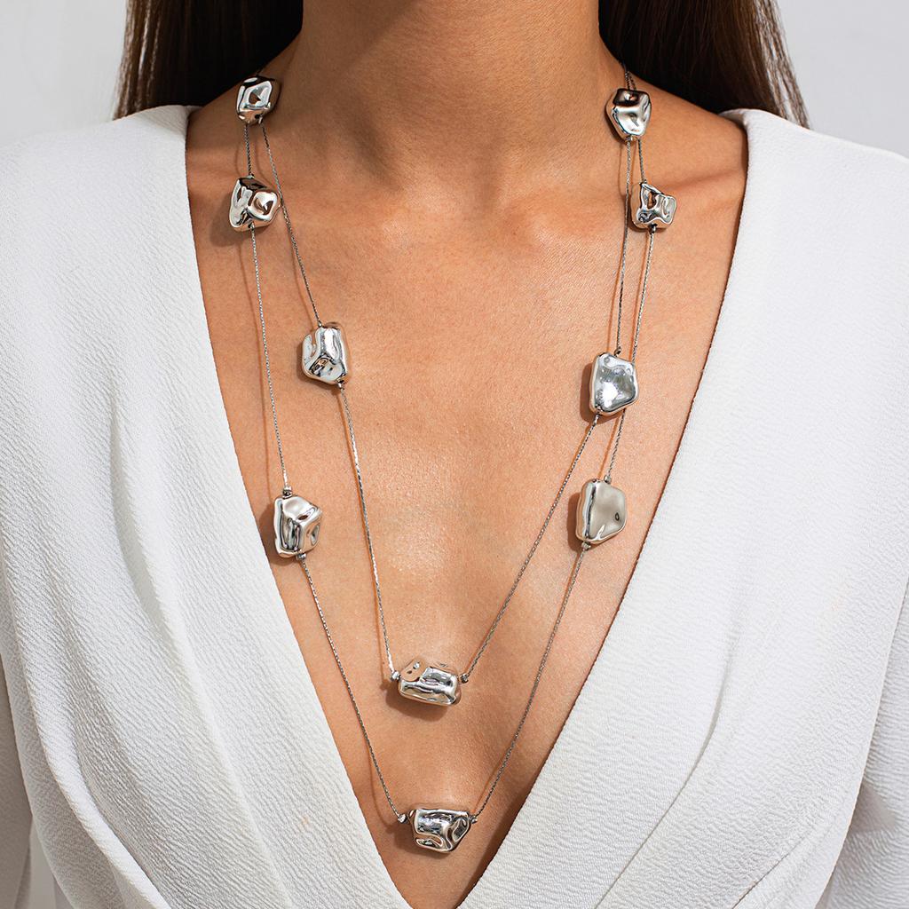 Trend Elegant Y2K Jewelry Irregular Big Pearl Pendant Necklace For Women DIY Long Line Chain Choker Necklace N476