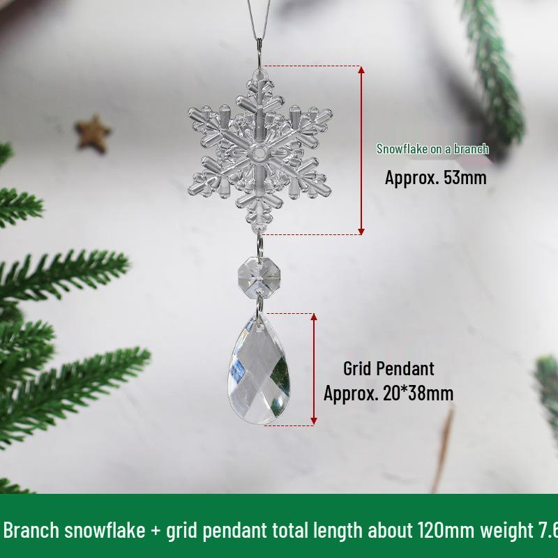 Acrylic Snowflake & Water Drop Beaded Ornaments - Christmas Tree Decoration in 12 Colors