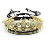 Micro-set Zirconia Crescent Moon & Rhombus Bracelet Set with High Crown Copper Bead.
