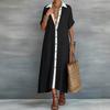 2026 Women's Clothing Fashionable Casual Loose Buttons Solid Color Dress