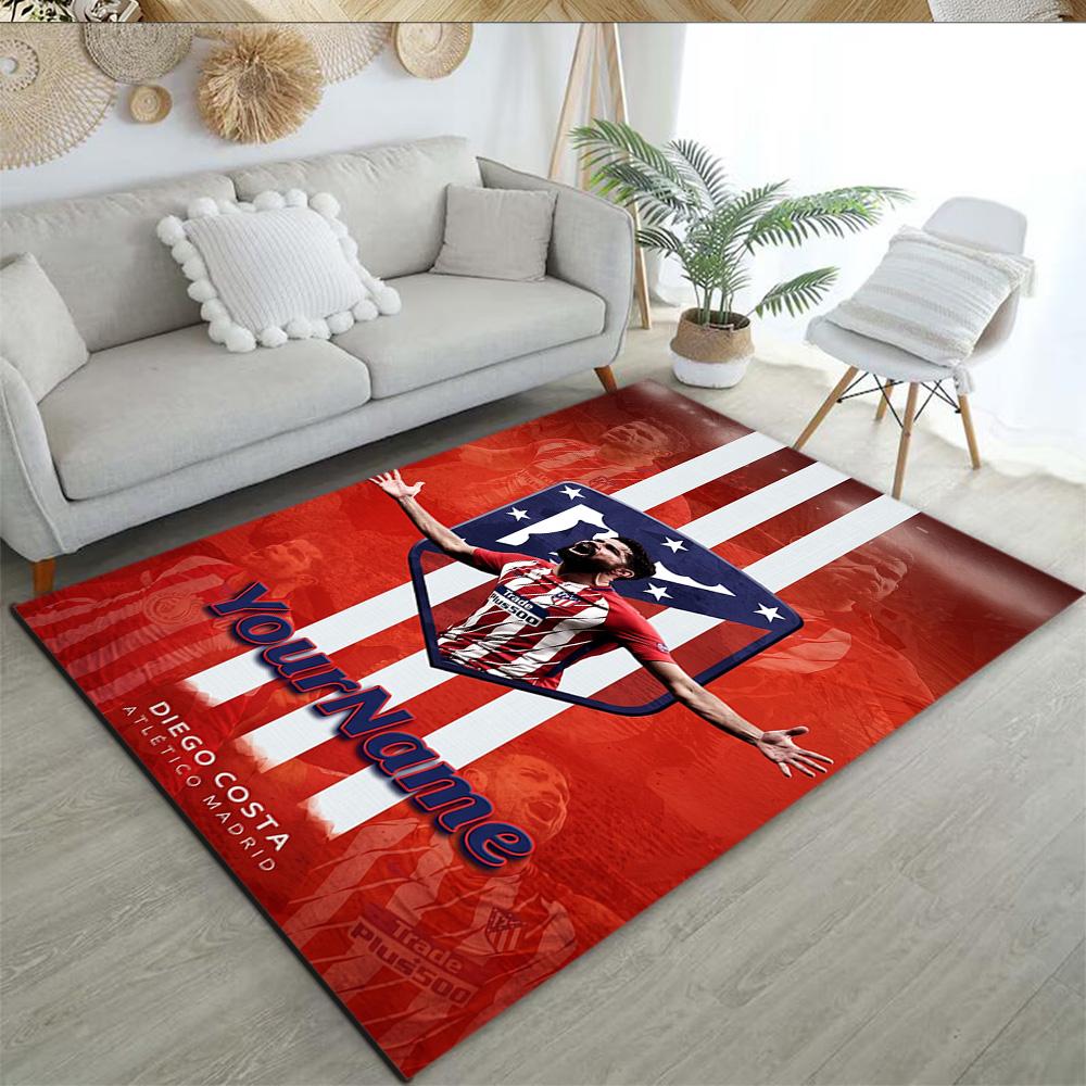 Atletico Madrid Customized Name Carpet Perfect for Foyer Game Room Balcony Dormitory Antislip Carpet Anime Office Decor Gift for Festivals