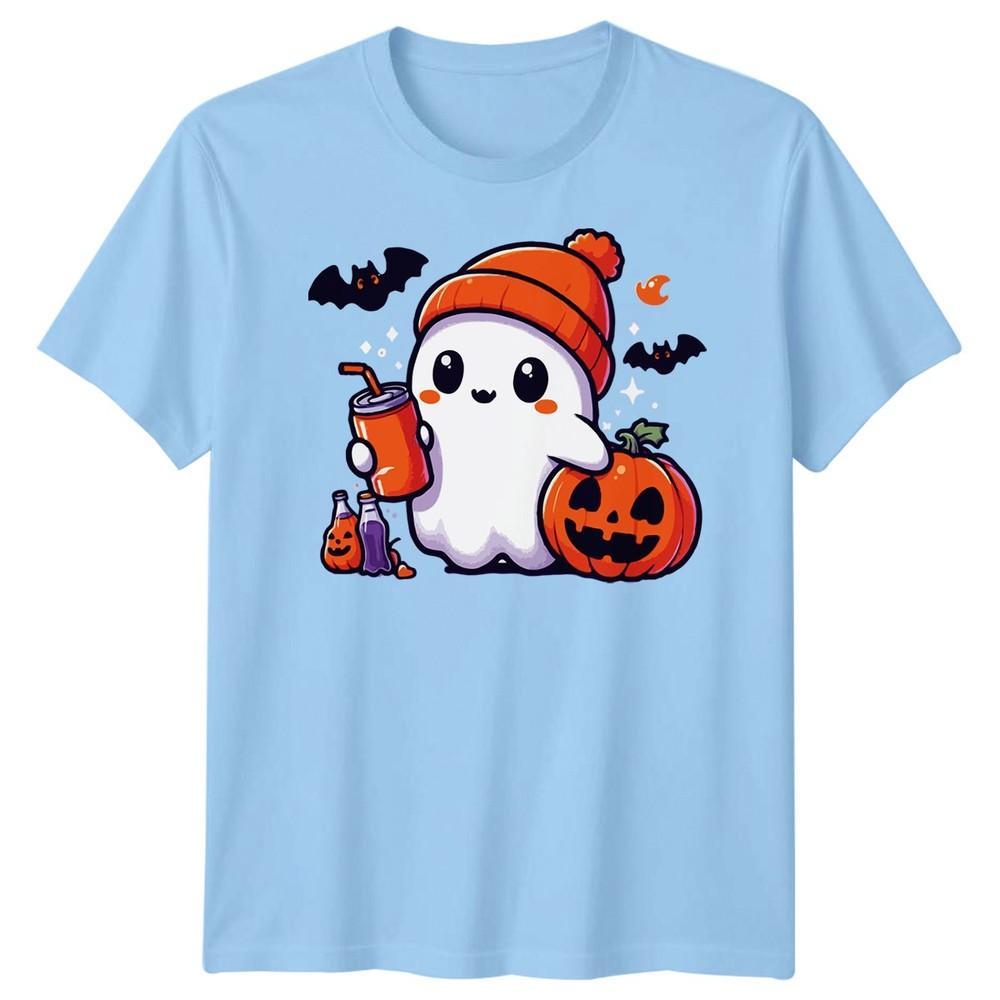 Halloween TShirt Ghost Pumpkin Iced Coffee Spooky Graphic Adults Kids Tee S
