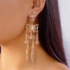 Light Luxury Full Rhinestone Skull Earrings for Women Fashion Exaggerated Skeleton Pendant Earrings Halloween Party Jewelry Gift