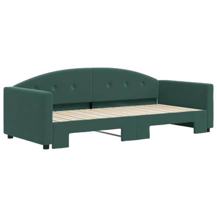 VidaXL Daybed with Pull-out Bed Dark Green 90x200 Cm Velvet 3197303