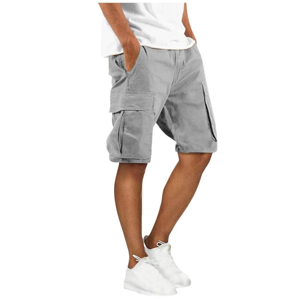 Pantaloni de lucru casual confortabili pentru bărbați, culoare uni, cu buzunare multiple