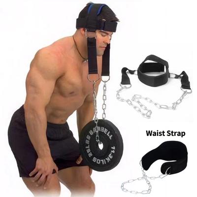 Gym Fitness Weight Bearing Cap Adjustable Neck Harness with Steel Chain Neck Trainer Neck Muscle Power Training