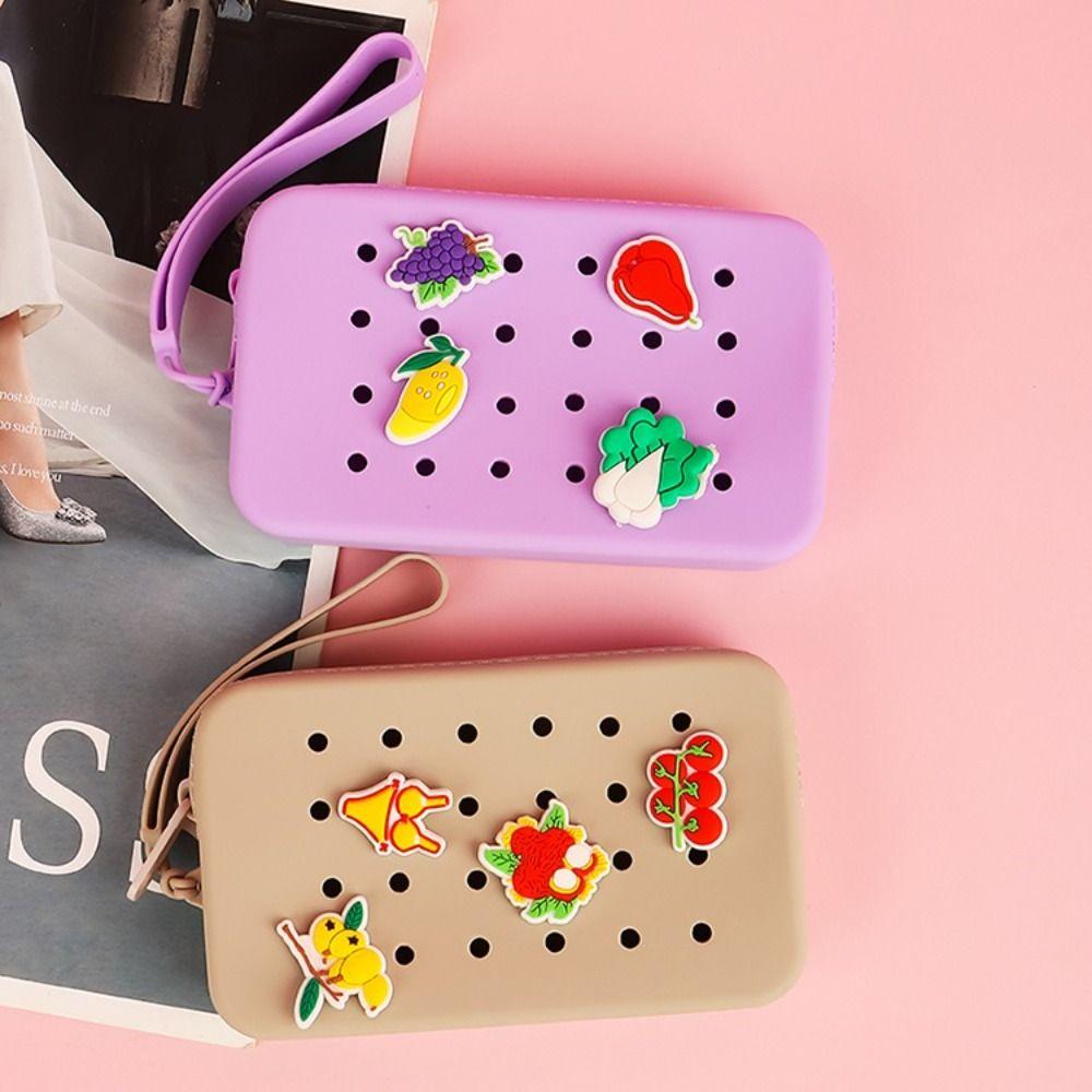 

Holes Coin Purse Silicone Change Pouch Durable Money Bag чорний