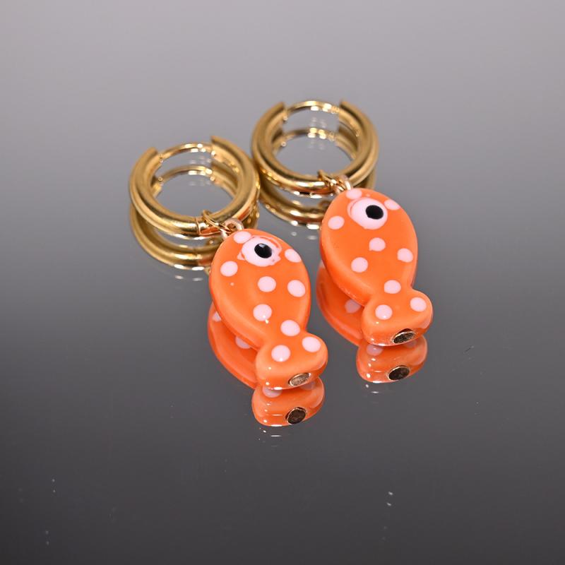 1Pair Cartoon Cute Ceramic Fish Pendant Hoop Earrings For Women Girls  Versatile Ear Buckle Jewelry Accessories Gifts