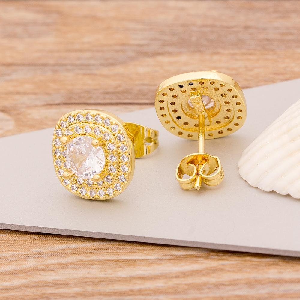 New Fashion Geometric Stud Earrings Copper Cubic Zirconia Wedding Party Daily Wearable Charm Jewelry Styles Fow Women Best Gifts