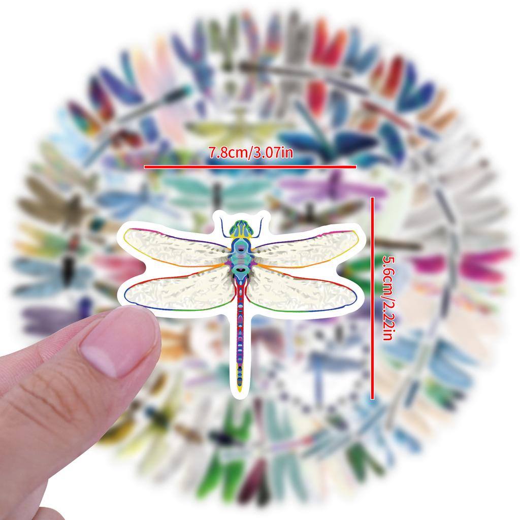 100 Colorful Dragonflies Cartoon Insect Doodle Stickers Suitcase Notebook Personalized Stickers
