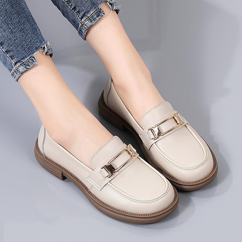 Loafers Women Shoes New In Fashion Luxury Designer Platform Thick Bottom Height Increasing Shoes Metal Chain Slip On Dress Shoes