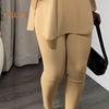 2 ks/sada Dámský top a kalhoty Stojáček Dlouhý rukáv Volná Blůza s rozparkem Elastický pas Slim fit Kalhoty Denní nošení Letní oblečení