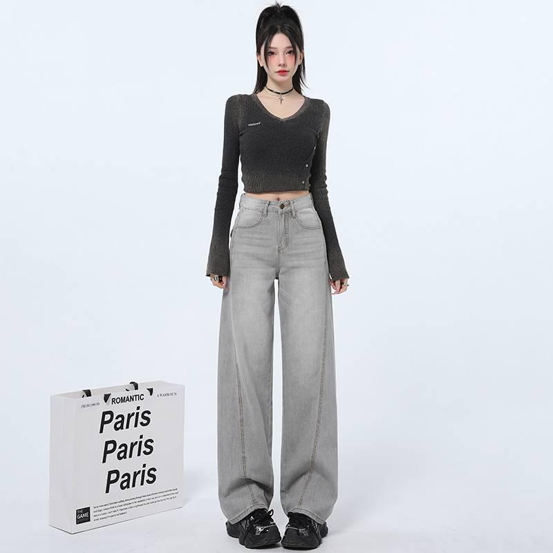 In-stock Summer Hot-Selling American Retro Loose Straight-Leg Wide-Leg Women s Jeans S